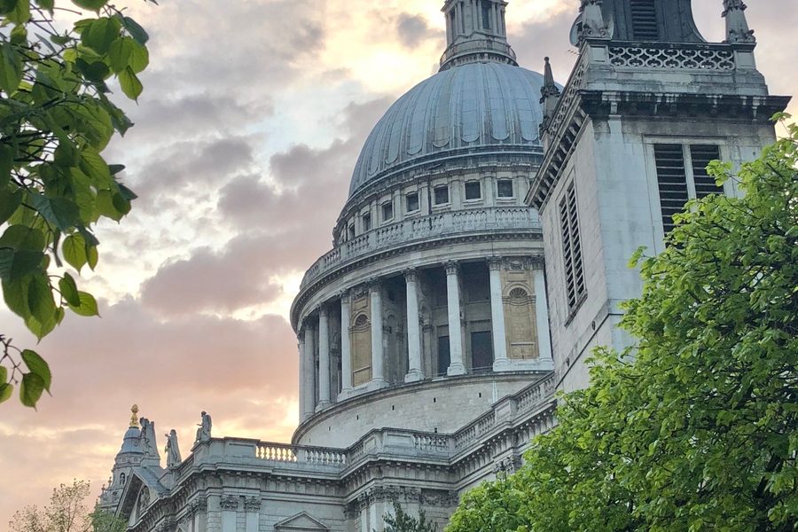 St Paul's Cathedral dome at sunset in London